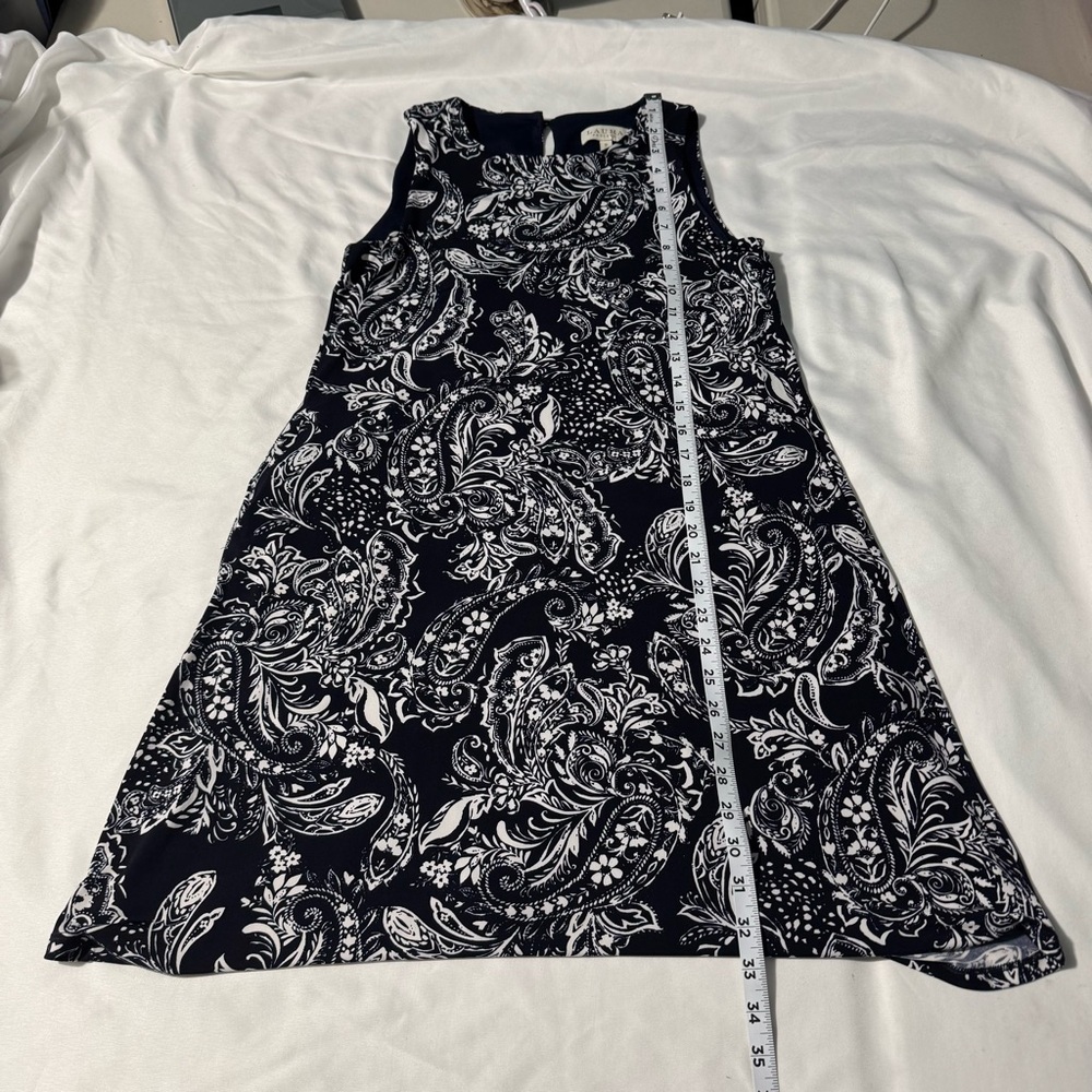 Laura Petites Navy & White Paisley Shift Dress | Size XS (Petite) Mini - Picture 8 of 11